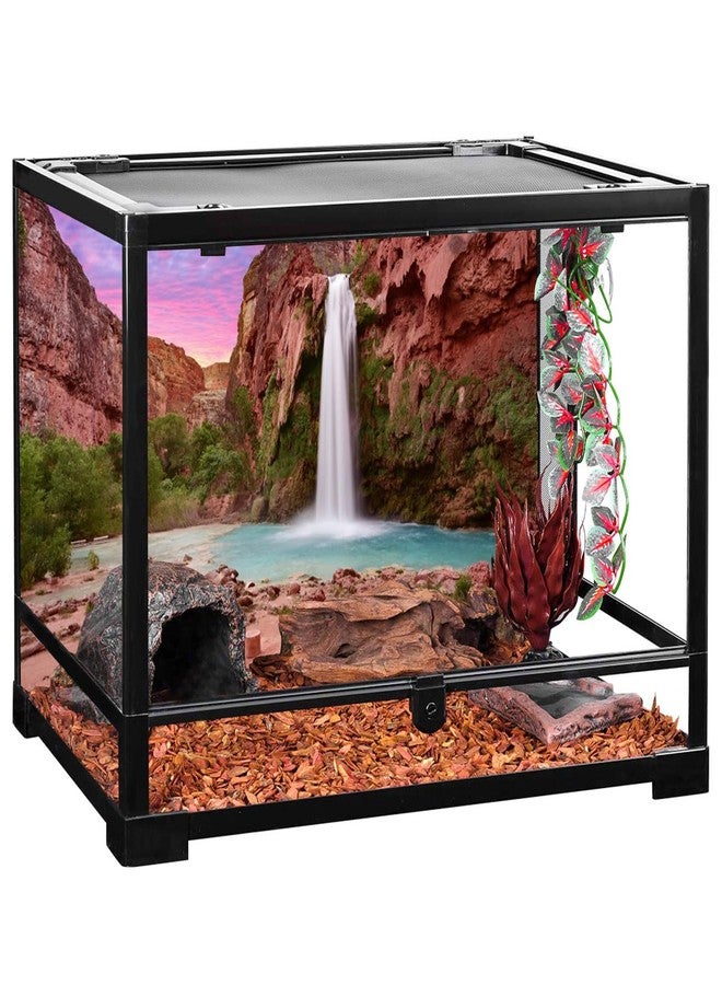 AWERT 72x18 inches Reptile Habitat Background Sunset Mountain Waterfall Terrarium Background Durable Polyester Background - Image 4